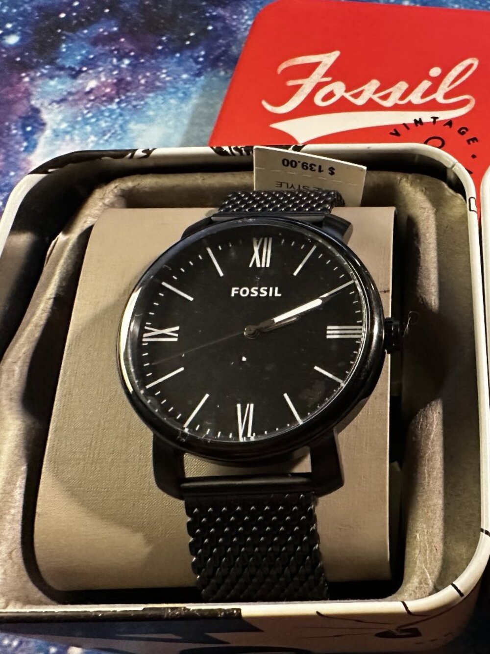 Fossil Rhett Men's Watch BQ2369 All Black Mesh NWT